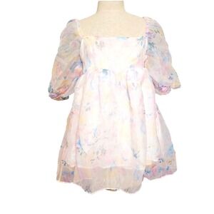 Fairy Mini Dress Size Small Pink  balloon Sleeve Secret‎ Garden
